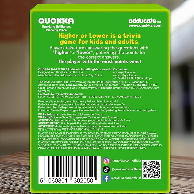 QUOKKA Trivia Board Games for Kids and Adults V2.0 - Family Night Board Game Cards 4xSet to Guess Fun Questions | Easy to Learn | 2 + Players - Challenge History, Science, Geography & More