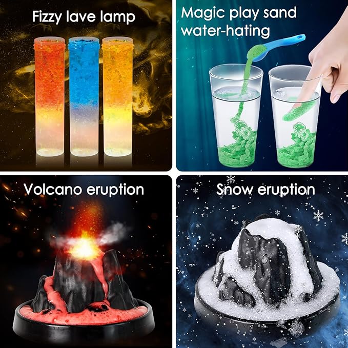 200+ Science Experiments Kit for Kids, Science Project Lab Volcano Toys Birthday Gifts for Boys & Girls, Chemistry Set, Gemstone S.T.E.M Educational Learning Activities