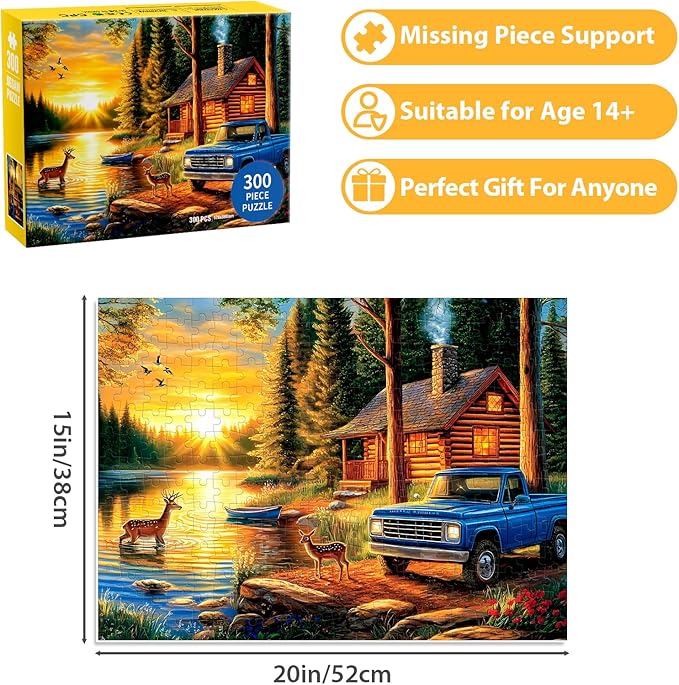 300 Piece Jigsaw Puzzle for Adults, Deer Forest Puzzles 300 Pieces for Adults Fit Together Perfectly, Challenging Puzzle for Friends Family Activity Game Nights- Finished Size 20.5×15