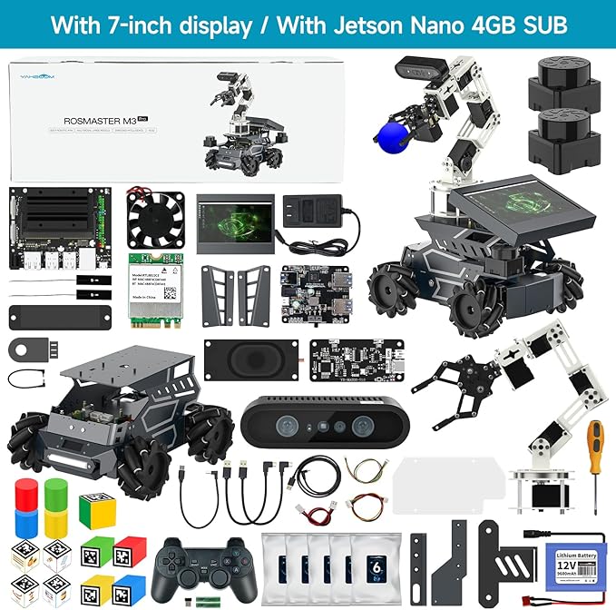 Yahboom Robot Large AI Model ROS2 Programming Python,Lidar SLAM,3D Map Navigation,AI Vision, 6DOF Robotic Arm Voice Control,Intelligent Classification, with Jetson Nano 4GB