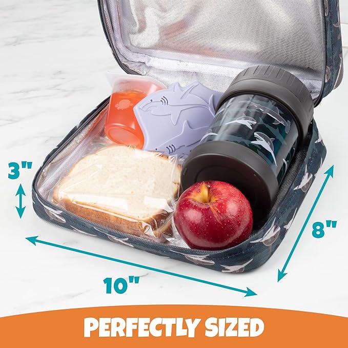 Bentology Lunch Bag for Boys- Kids Insulated Durable Lunchbox Tote Fits Bento Boxes, Containers, Jars & Water Bottles- Reusable School Lunch Sleeve w Clip on Handle- Keep Food Hotter or Colder Longer