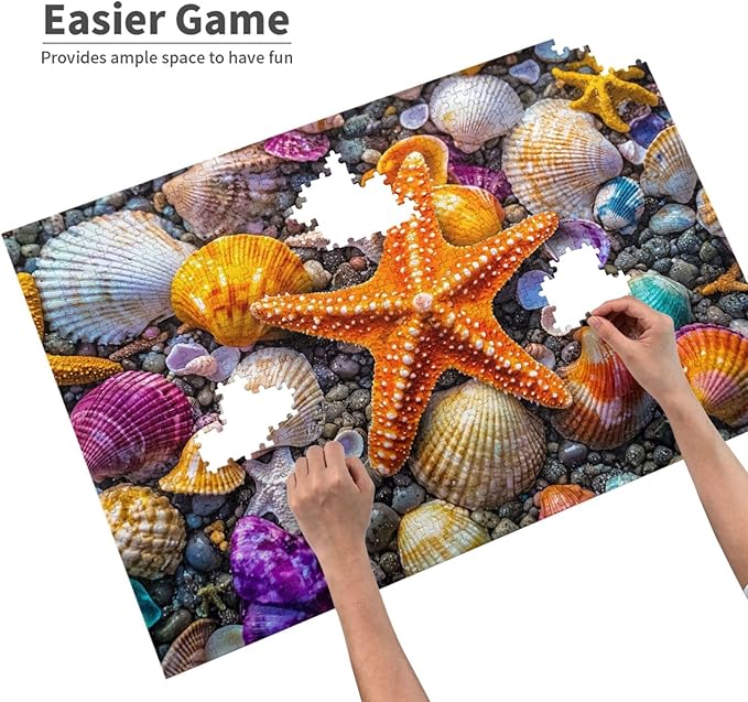 Jigsaw Puzzles for Adults 1000 Pieces,Colorful Seashell Puzzle for Adult 1000 Piece, Seashell and Seashore Beach 1000 Pieces for Adults, Marine Jigsaw Puzzles 500 Piece for Adult