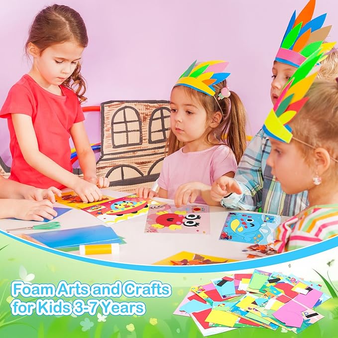 Wovnet 20 Pcs Foam Arts and Crafts for Kids 3-7 Years 3D EVA Foam DIY Craft Kits for Children Aged 3-7, Ideal for Classroom Activities, Drawing, and Creative Projects; Gifts for Boys and Girls