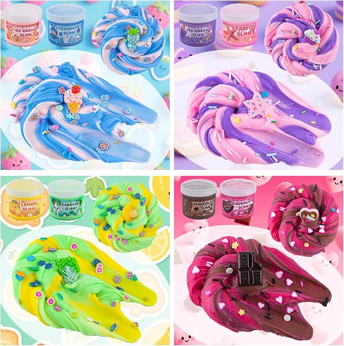 18 Pack Slimes, Slime Kids, Cloud Slime kit for Girls Ages 8-12, Toys for Girls and Boys, for Kids Slime Set Party kit Goodie Bag Stuffers, 4 5 6 7 8 9 10 Year Old Girl Birthday Gift Cute Stuff