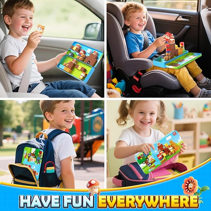 Magnetic Blocks Travel Toys with Portable Metal Tin – Toddler Magnet Tiles Building Blocks STEM, Montessori Kids Toys for 3+ Year Old Boys & Girls, Classroom Must Haves, and Sensory Toys