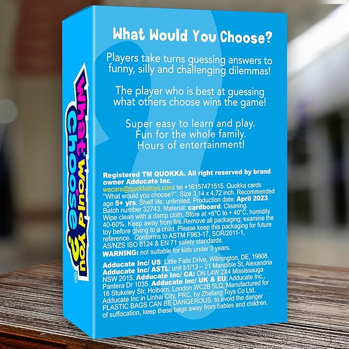 QUOKKA Board Game for 8-12 Year Olds - Original Edition - Family Card Game for Kids Ages 5-8 - What Would You Choose | Do Kids Rather? | Pick Your Answer | Get to Know You - Fun Game Night for Kid