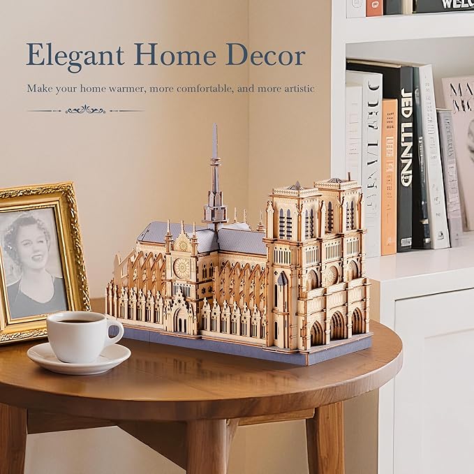 3D Wooden Puzzle for Adults — Notre Dame de Paris Cathedral Model Building Sets, DIY Craft Kits, Unique Gift and Home Decor for Architecture Enthusiast (330PCS)