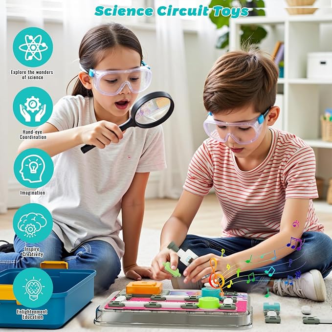 Science Kits for Kids Age 5-7 8-12, STEM Educational Learning Toys with 58 Circuit Parts, Over 520 Projects, Travel Sensory Table Fidget Toy for Boys Girls Birthday Gifts Ages 3 4 5 6 7 8 9 10 11 12