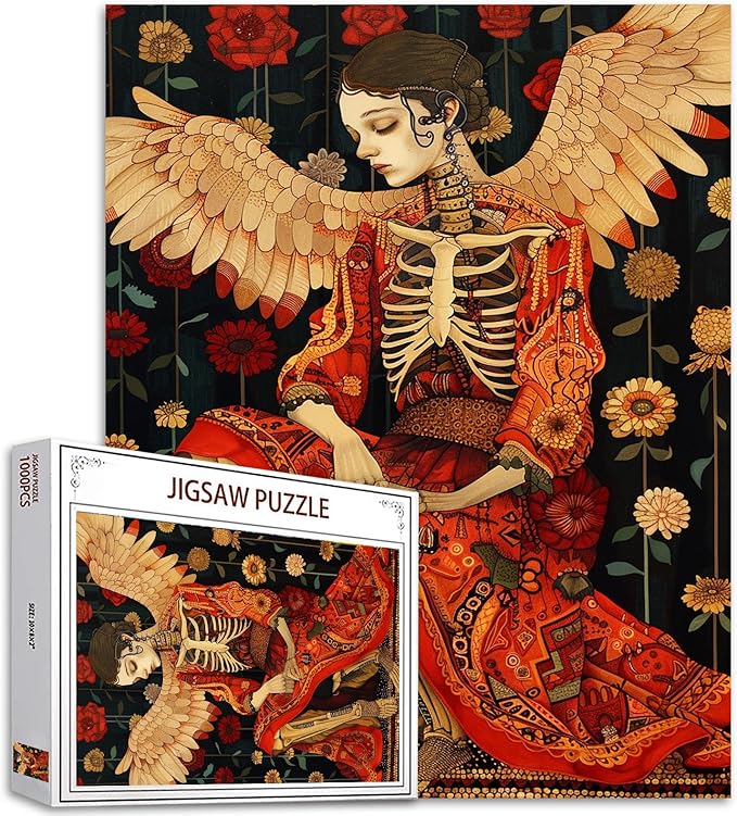 Tucocoo 1000 Pieces Jigsaw Puzzles for Adults Day of The Dead Painting Puzzle Skull Female Abstract Skeleton Art Puzzles for Challenging Family Activity Game Colorful DIY Puzzle Wall Decor Gifts