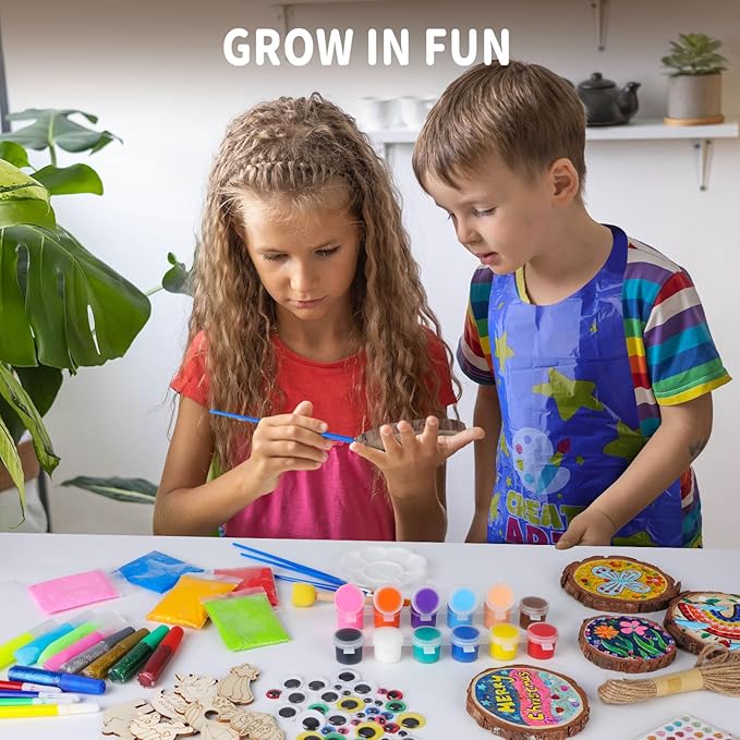 EPUMP Wood Painting Kit for Girls 8-12: Glow in The Dark Wood Arts and Crafts Supplies Kit for Kids 6-8 - Creative Paint Drawing Toys Easter Christmas Gifts for 6 7 8 9 10 11 12 Year Old