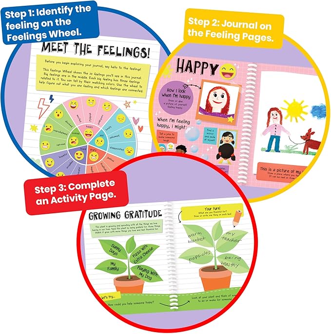 hand2mind Express Your Feelings Journal, Emotions Journal for Kids with Feelings Wheel, Social Emotional Books for Kids, Growth Mindset for Kids, Mindfulness for Kids, Calm Down Corner Supplies