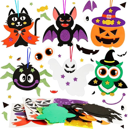 Fennoral 12 Pack Halloween Craft Kit for Kids Make You Own Halloween Foam Stickers Arts and Crafts DIY for Kids Boys Girls Party Supplies Halloween Decoration