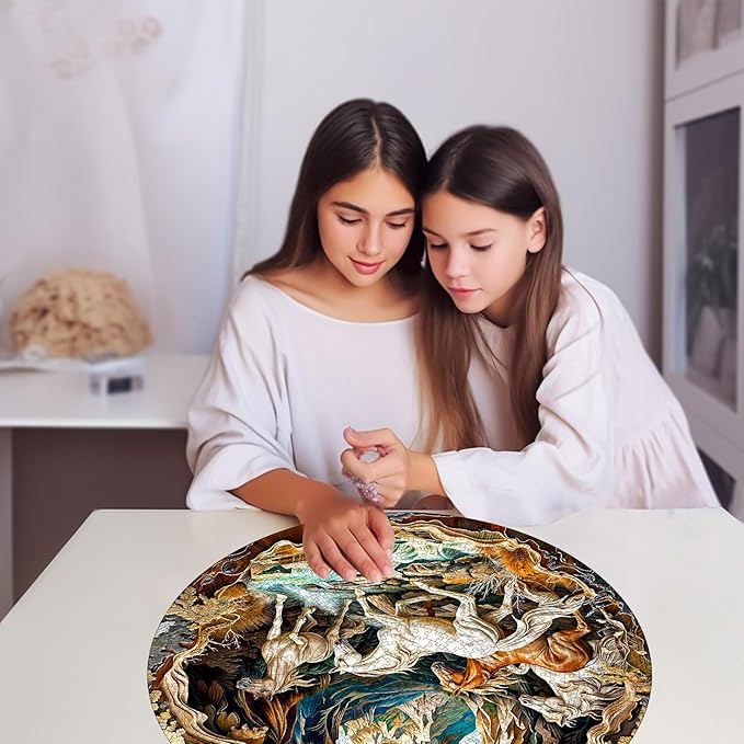 Masseruon 1000 Piece Puzzle for Adults, 26.6 * 26.6in Horse Puzzle for Adults, 1000 Pieces Flat Puzzles with 3D Visual Effect When Completed, Adult Puzzles Games