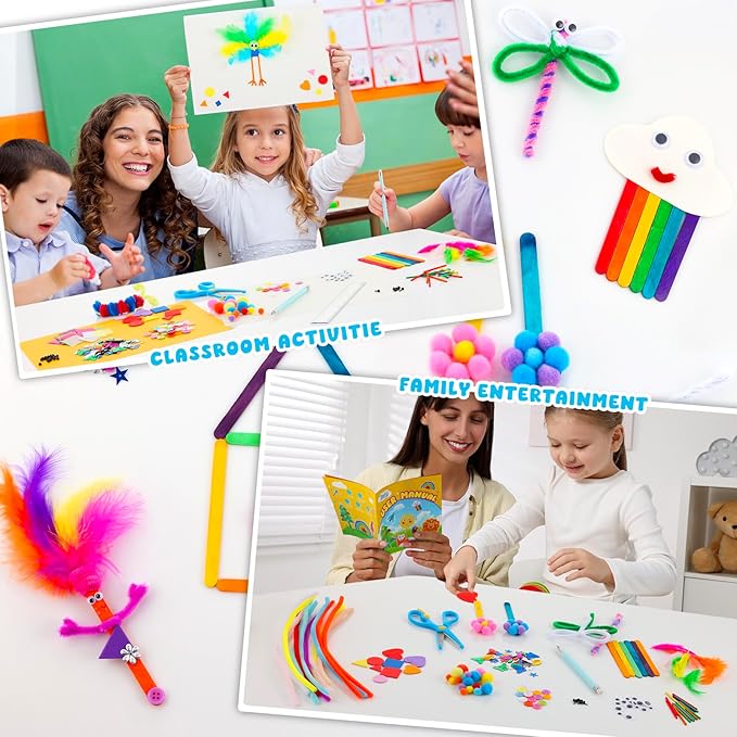 Zefy 3200+ Pcs Arts and Crafts Supplies for Kids, All in One Craft Kits with 12 Crafts Design, DIY School Supplies Kit Craft Box for Girls Boys Ages 4-12