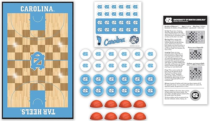 MasterPieces Family Game - NCAA UNC Tar Heels Checkers - Officially Licensed Board Game For Kids & Adults