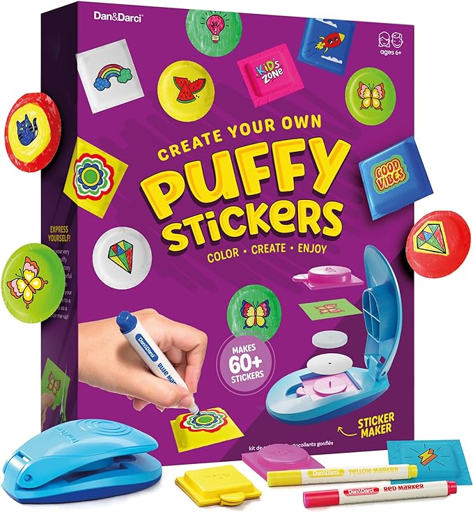 Puffy Sticker Maker Kit for Kids - Make Your Own 3D Stickers - Create DIY Squishy Arts and Crafts - Craft Kits for Girls & Boys Ages 6-10 - Birthday Gift Ideas Age 6 7 8 9 10 Year Old Gifts