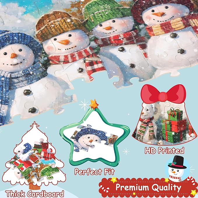 100 Piece Puzzles for Kids Ages 4-6 6-8 8-10, Christmas Snowman Jigsaw Puzzles Kids Puzzles 4-6 3-5, Children Educational Puzzles for Kids Ages 4-8, Gifts Christmas Stocking Stuffers for Kids Adults