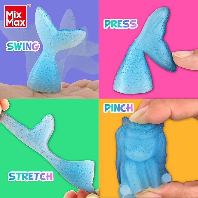 MixMax Make Your Own Squishies Toys, 6 Packs Rubber Dolls Making Kit for Kids Glow Jumbo Glitter Silicone Squishy Craft Kit for Girls 6-12 Nice Boy Party Activities