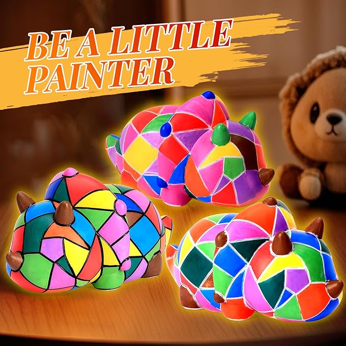 Paint Your Own Dinosaur Lamp Kit - Art Supplies Arts & Crafts Kit, Painting Kit for Kids Ages 6-12, Arts and Crafts for Kids Ages 8-12, Christmas Birthday Gifts for Girls Boys Age 5 6 7 8 9 10 11 12+
