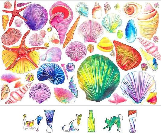 500 Piece Jigsaw Puzzle for Adults Colorful Seashells & Starfish Ocean Theme, Watercolor Art Adult Puzzles Ideal for Seniors Teens Family Game Night & Home Decor
