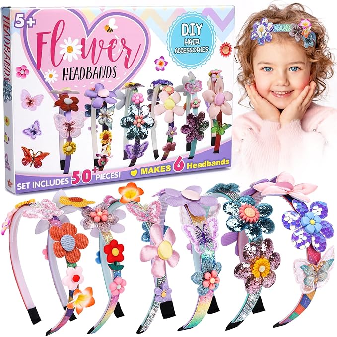 Gifts for 6 Year Old Girls: Craft Kits for Kids 6-12 | Fashion Girl Hair Accessories Making Set | That Allows Girls to Make Their Own Unique DIY Flower Hair Accessories