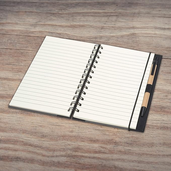 DISCOUNT PROMOS Custom Eco Block Notebooks with Pens Set of 100, Personalized Bulk Pack - Perfect for School, Office, Business, Home - Smoke