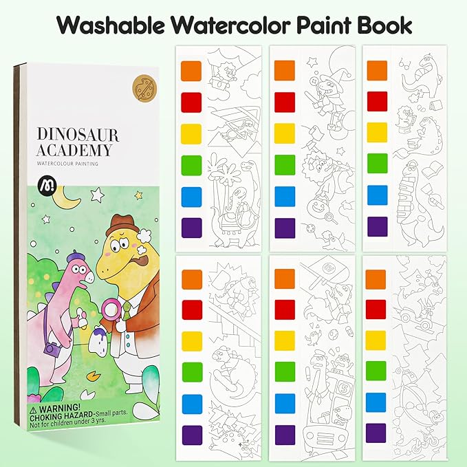Watercolor Painting Coloring Books Pocket Watercolor Paint Bookmarks, Mess Free Paint with Water Set, Travel Class Activities Art Supplies Party Favors Birthday Exchange Gifts for Kids
