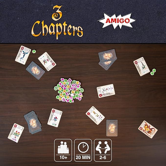 AMIGO Games 3 Chapters – Strategic Fairy Tale Trick-Taking Card Game for 2-6 Players – Draft, Play & Score with Iconic Storybook Characters – Family Games for Kids and Adults Ages 10+