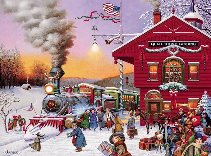 Buffalo Games - Charles Wysocki - Whistle Stop Christmas - 1000 Piece Jigsaw Puzzle for Adults -Challenging Puzzle Perfect for Game Nights - Finished Size is 26.75 x 19.75