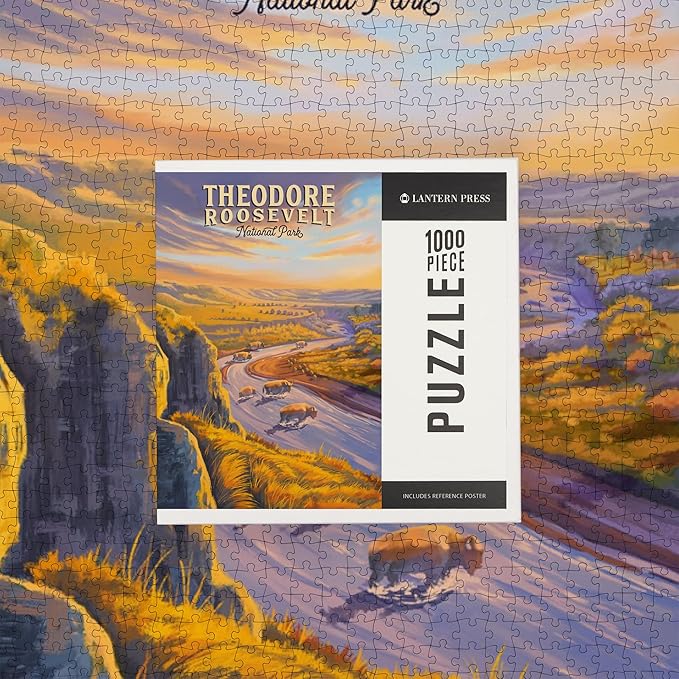 Lantern Press 1000 Piece Jigsaw Puzzle for Adults, Theodore Roosevelt National Park, North Dakota, Oil Painting