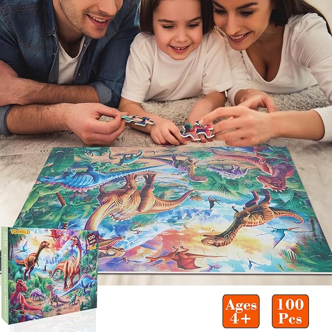100 Pieces Puzzles for Kids Ages 4-10 Year Old Toddler Dinosaurs Jigsaw Puzzle for Ages 4-6 Educational Toys for Children Boys Girls Ages 4-6 6-8 8-10