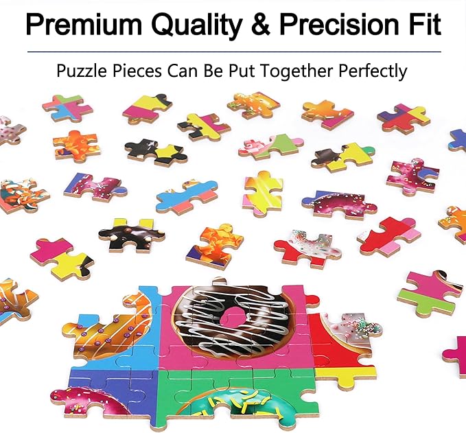 LELEMON Puzzles for Kids Ages 4-6,Donut 100 Piece Puzzles for Kids in a Metal Box, Educational Jigsaw Puzzles 100 Piece Puzzle Games Puzzle Toys for Girls and Boys
