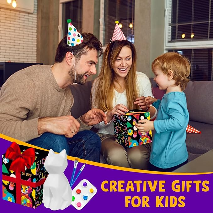 Goodyking Paint Your Own Cat Lamp Craft Kit, DIY 3D Warm Light Cat Lamp, Arts and Crafts for Kids Ages 8-12, Birthday Gifts for 8-12 Year Old Boy Girl, Painting Kit for Kids Ages 3 4 5 6 7 8 9+