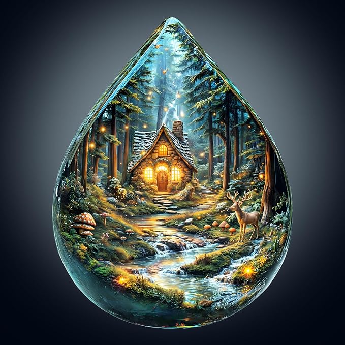 Wooden Puzzles for Adults, Mystic Forest Wooden Jigsaw Puzzle Unique Shape Wood Puzzles Adult 3D Visual Effect, Birthday Gifts for Puzzle Lovers Family Games (M-11.4 * 8.8in-135pcs)