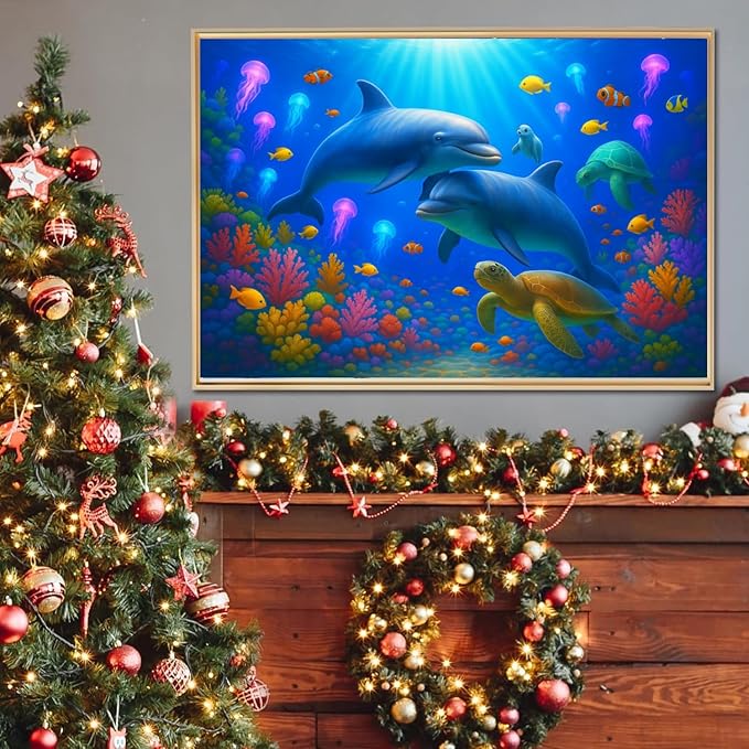 100-Piece Colorful Ocean Puzzles for Kids Ages 4-6 6-8 8-10, 100-Piece Jigsaw Puzzle with Dolphins, Sea Turtles, Fish & Coral โ Educational Toy for Boys & Girls โ Underwater Animal Puzzle Game