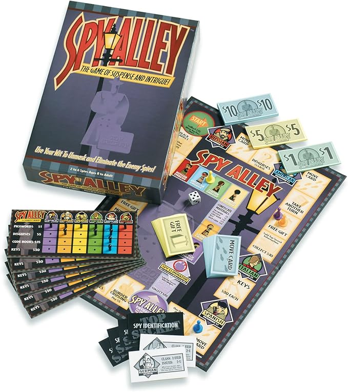 Spy Alley Board Game Bundled with Spy Trap Card Game - Family Friendly Strategy Games.