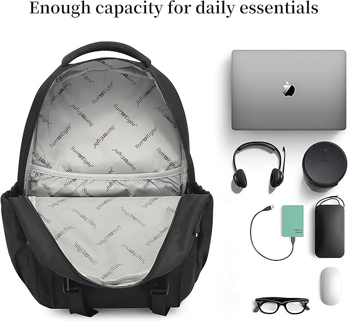 SUN EIGHT 35L Waterproof School Backpack for College, Kids Backpack Lightweight Large Capacity Travel Bag with Multi Pockets(Black)