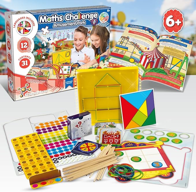 Science4you Math Games for Kids - Addition & Subtraction, Tangram, Mastermind & More, 12 Educational Games for Kids 6-8+