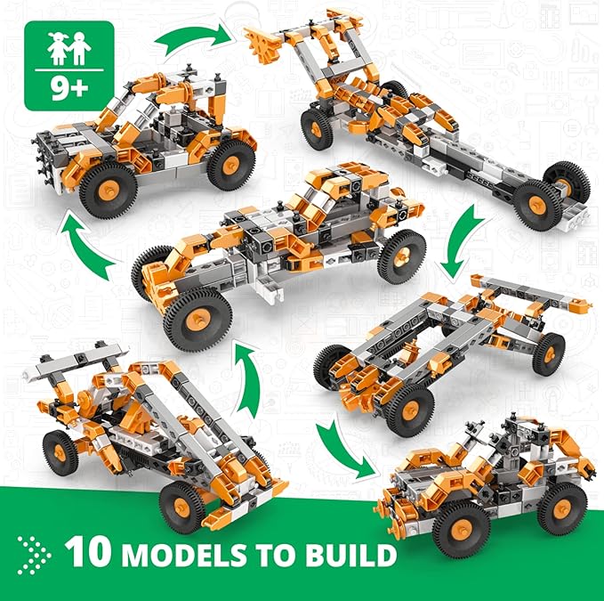 Engino STEM Toys, Technology of Machines- How Cars Work, Building Kit for Kids 9+, Educational Kit, Gifts for Boys & Girls, STEM Engineering Toys (10 Model Options)