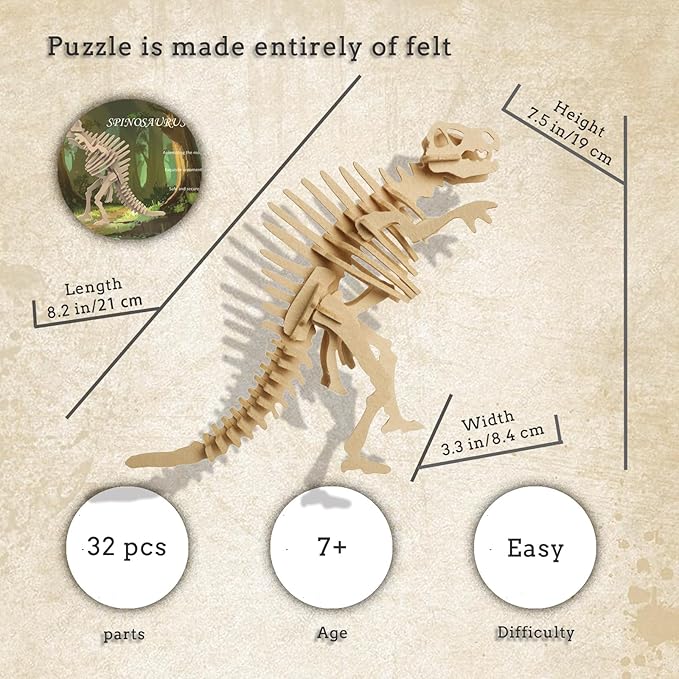 Children's Felt Spinosaurus 3D Jigsaw Puzzle Unique Felt Material Creates a Super Fun Educational Toy Set Designed for Kids Selected Children's Gifts