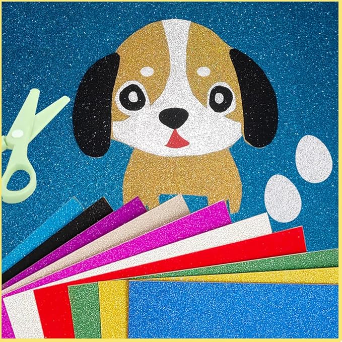 SALEMAR 250 GSM Glitter Cardstock Glitter Paper, 10 Color Sparkling Craft Paper for School, Scrapbook and Craft Projects, 8.3 x 11.7 Inches(Multicolor)