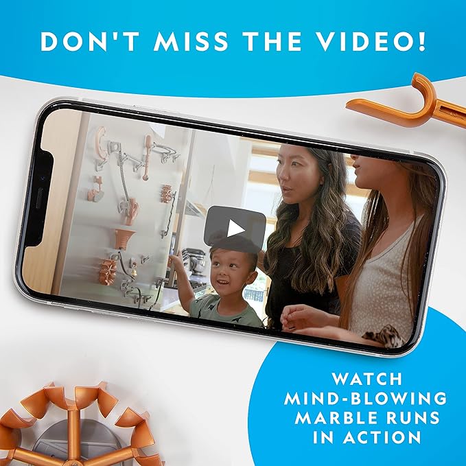 National Geographic Magnetic Marble Run - 75-Piece STEM Building Set for Kids & Adults with Magnetic Track & Trick Pieces & Marbles for Building A Marble Maze, STEM Project