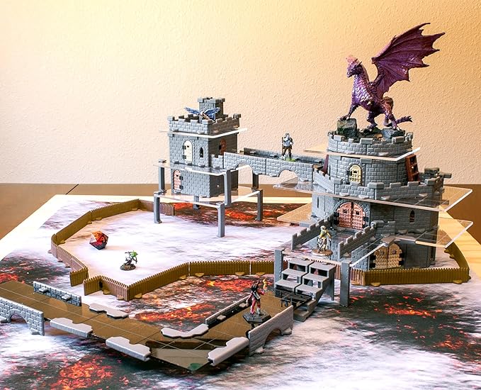 Dirt Cheap Dungeons Affordable Modular TTRPG Terrain Set ∣ Injection-Molded for Superior Durability ∣ Easy Storage & Recycled Material D&D Tiles ∣ Baron Keep Castle Set