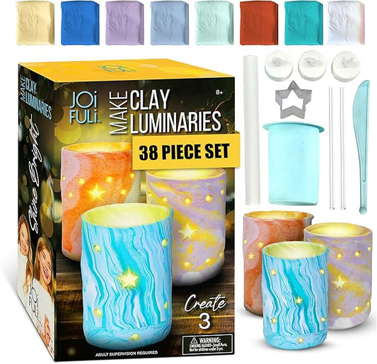 JOiFULi DIY Clay Luminaries Clay Craft Kit Gifts for Kids Girls Boys Teens for Kids Age 8 9 10 11 12