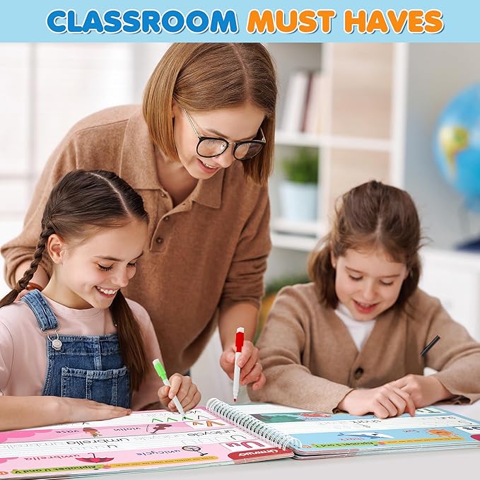 Preschool Learning Activities, Tracing Activity Books for Kids Ages 3-8, Dry Erase Preschool Kindergarten Workbooks, Handwriting Practice Alphabet Learning Educational Toys, Classroom Must Haves