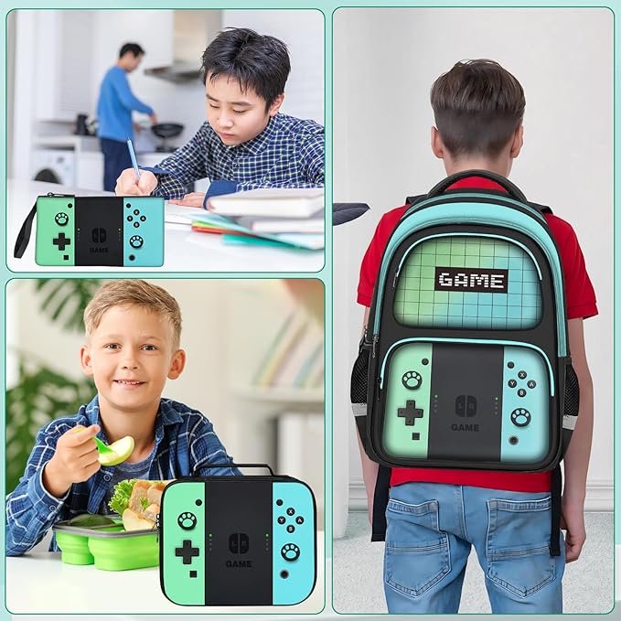 Kids Backpack For Boys,Gamer Boys Backpack For Children Teens Elementary Middle School, 17″ Students Bookbag
