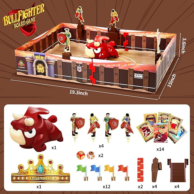 Matador Bullfighting Board Game โ Fun Family Game for Kids Ages 6-12, Interactive Strategy Game for 2-4 Players, Perfect for Family Game Night, Parties, Travel
