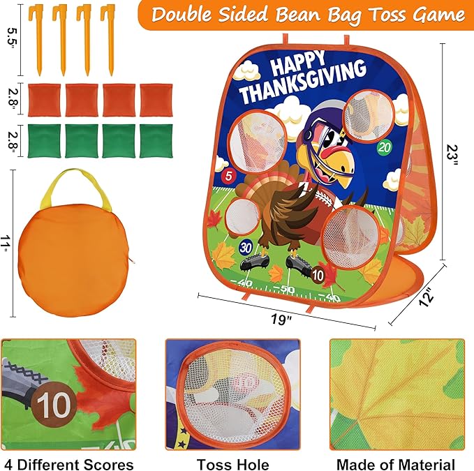Thanksgiving Bean Bag Toss Games for Kids, Fall Festival Games Turkey Board Outdoor Toys for Toddlers, Thanksgiving Party Favors Activities Carnival Supplies Indoor Yard Games for Boys Girls Family
