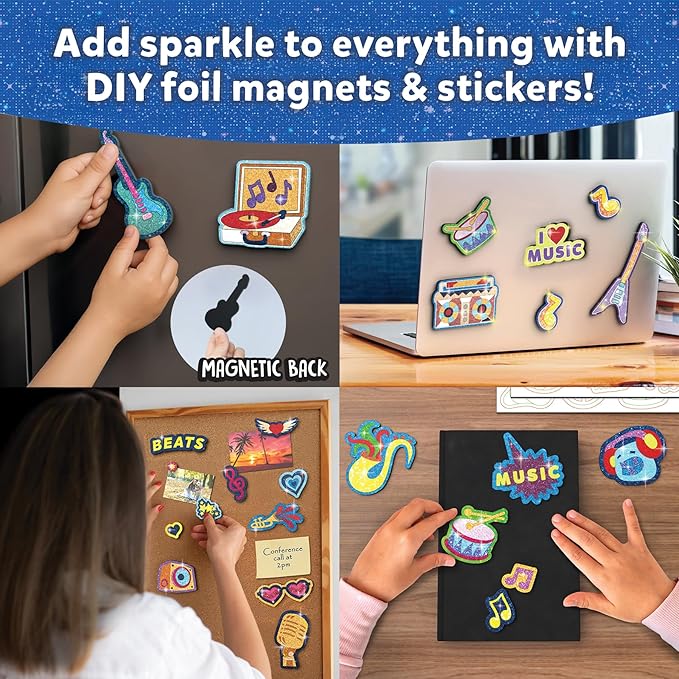 Skillmatics Foil Fun - Good Vibes, 20+ DIY Foil Art Magnets, Mess-Free Craft Kit, 60+ Foam Stickers, Creative Activity for Kids, Tweens, Teens (Ages 7-13), Adults, Gifts, Travel, Party Favor