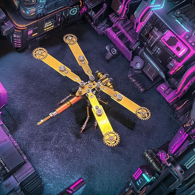 Steampunk Metal Insect Bug Mechanical Steampunk Sculpture Steampunk Mechanical Insect Clockwork 3D Steampunk Metal Puzzle Kits for Adults (Mechanical Dragonfly C)